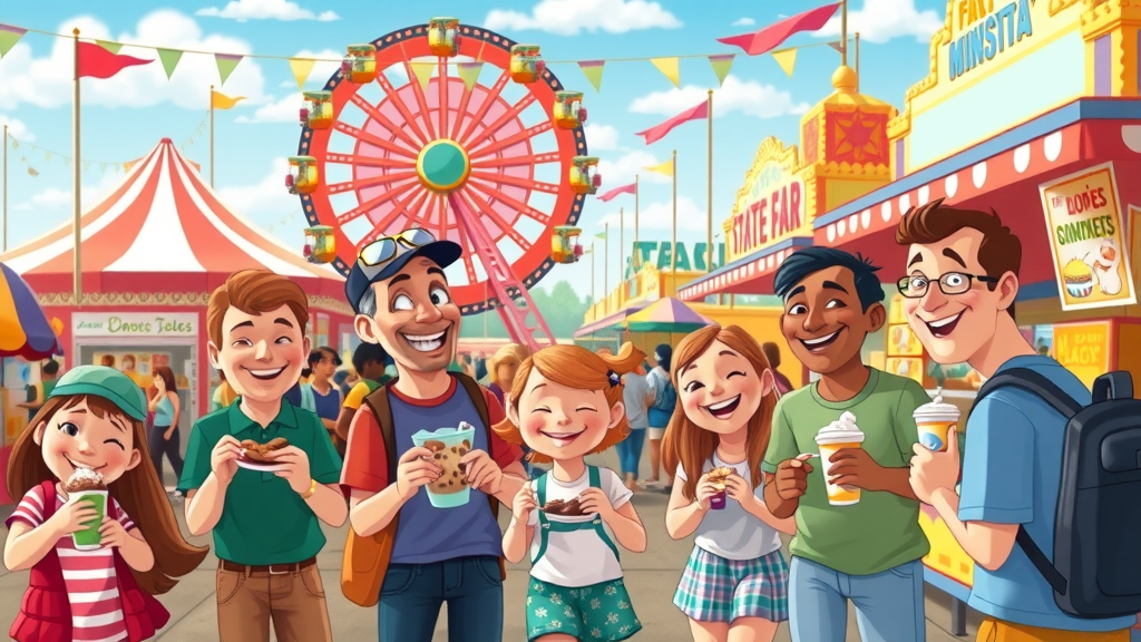 Minnesota State Fair families enjoying food and rides - state fair celebration